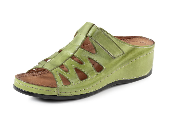 Sandalen & slippers - Gemini muiltjes van deels gekleurd rundnappaleer, in Größe 036 bis 042, in Farbe SCHILFGRÜN Ansicht 1