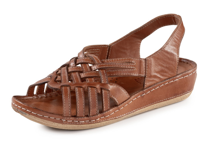 Sandalen & slippers - Gemini sandaal met gevlochten bandjes, in Größe 036 bis 042, in Farbe COGNAC Ansicht 1