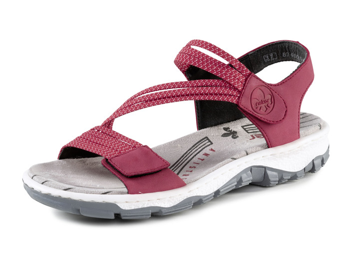 Sandalettes & slippers - Rieker, sportieve damessandalen, met twee klittenbandsluitingen, in Größe 036 bis 042, in Farbe ROOD Ansicht 1