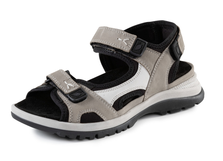 Sandalen & slippers - Ranger sandaal gemaakt van nubuckleer en zwart textielmateriaal, in Größe 4 1/2 bis 9, in Farbe TAUPE-ECRU Ansicht 1