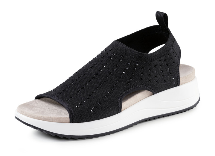 Sandalen & slippers - Caprice sandaal met zwarte glittersteentjes, in Größe 036 bis 042, in Farbe ZWART Ansicht 1