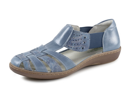 ELENA EDEN sandalen met bandjes van nappaleer en suède met effectief reliëf