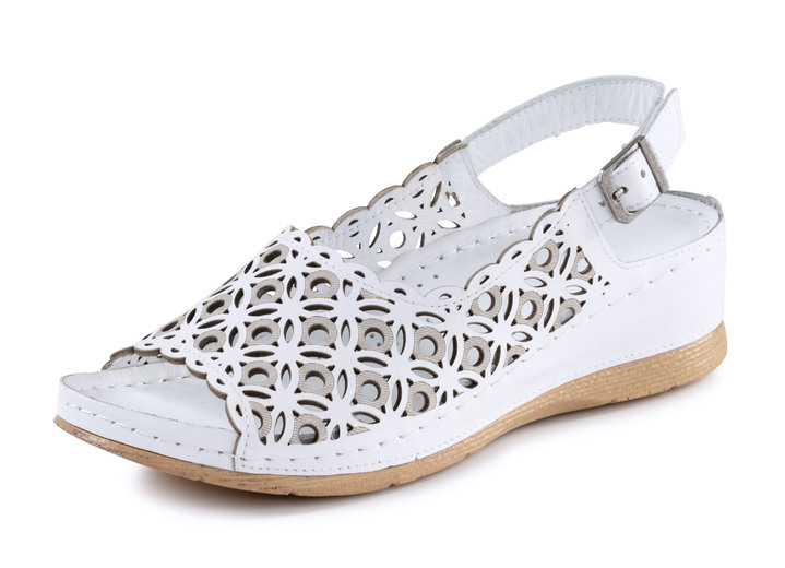 Sandalen & slippers - Gemini sandaal van geperforeerd nappaleer met reliëf, in Größe 036 bis 042, in Farbe WIT Ansicht 1