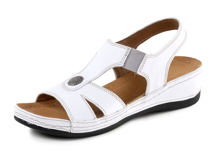 Sandalen & slippers - ELENA EDEN sandaal van nappaleer met metalen decoratie, in Größe 036 bis 041, in Farbe WEISS Ansicht 1