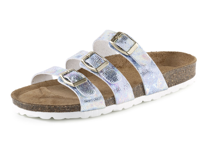 Sandalen & slippers - Muiltjes van ELENA EDEN met kleurrijke metallic glans, in Größe 036 bis 042, in Farbe BLEU-METALLIC Ansicht 1