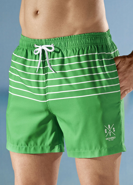 Badeshorts - Badeshorts mit Sreifendessin, Microfaser, in Größe 3XL (64/66) bis XXL (60/62), in Farbe GRÜN-WEISS Ansicht 1