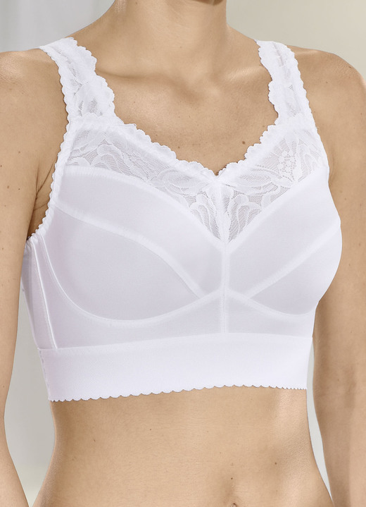 Soft-BH - BH mit Elastikspitze im Vorderteil, in Größe 080 bis 120, in Cup E, in Farbe WEISS Ansicht 1
