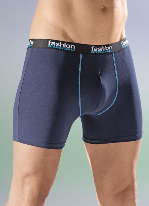 Pants & boxershorts - Set van vier broeken met elastische tailleband, effen, in Größe 005 bis 011, in Farbe 2X MARINE, 2X SCHWARZ