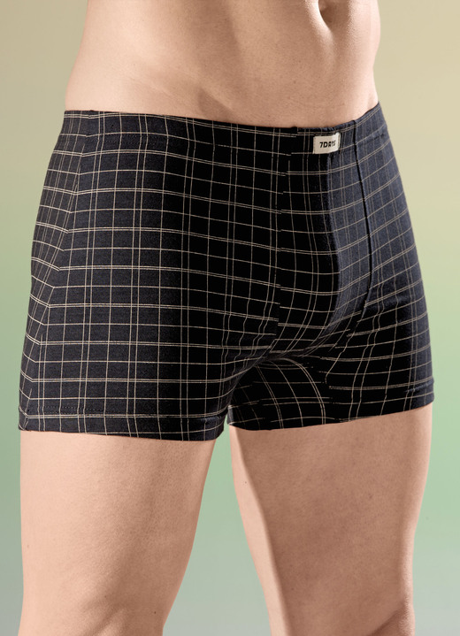 Pants & boxershorts - Set van vier fijne jersey broeken met een elastische tailleband, in Größe L bis XXL, in Farbe 1X ZWART GERUIT, 1X EFFEN ZWART, 1X GERUIT GRIJS, 1X EFFEN GRIJS