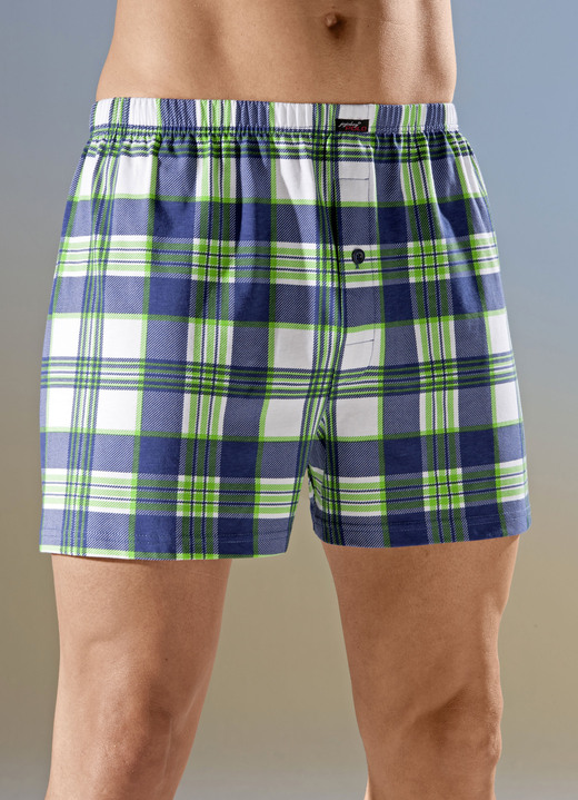 SALE % - Pak van vier boxershorts met ruitjesmotief, in Größe 005 bis 016, in Farbe 2X MARINE-GROEN-WIT, 2X GROEN-MARINE-WIT