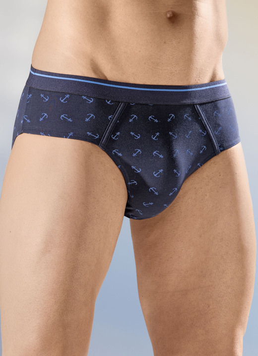 Slips & onderbroeken - Set van vier slips met elastische tailleband, in Größe 004 bis 010, in Farbe 2X MARINEBLAUW, 2X EFFEN BLAUW