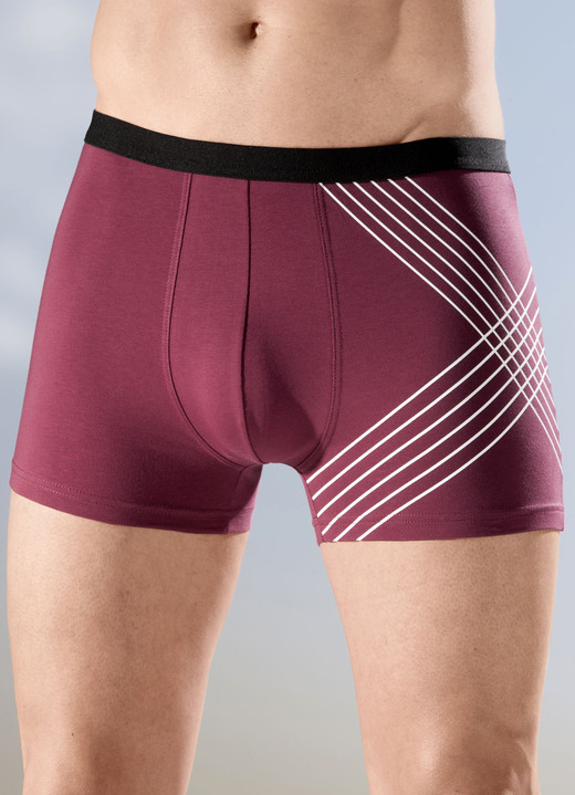 Pants & boxershorts - Set van drie broeken met elastische tailleband, in Größe 005 bis 011, in Farbe 2X BORDEAUX WIT, 1X ZWART-WIT