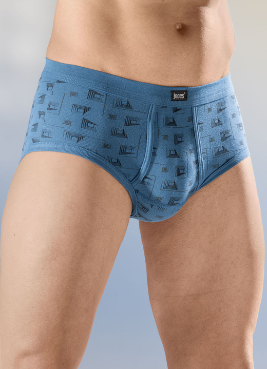 Slips & onderbroeken - Set van vier slips van fijne ribstof met all-over patroon, in Größe 005 bis 014, in Farbe 2X SMARAGD, 2X MARINE