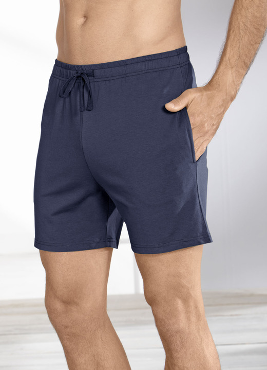 Shorties - Set van twee slaap- en vrijetijdsshorts gemaakt van biologisch katoen, in Größe 046 bis 062, in Farbe 1X ZWART, 1X GEVLEKT GRIJS Ansicht 1