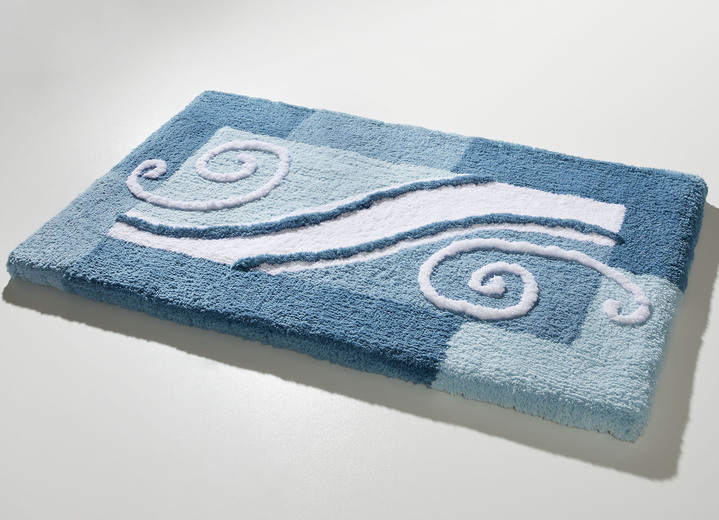 Badmatten - Badmat met antislip gecoate achterkant, in Größe 100 (Matje, halfrond 50/80 cm) bis 112 (Toiletdekselafdekking 47/50 cm), in Farbe AQUA Ansicht 1