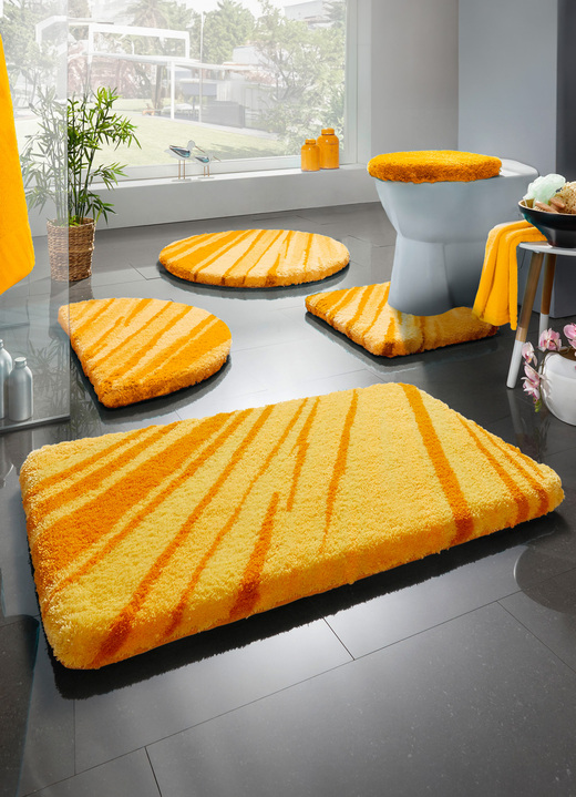 Kleine Wolke - Badmattenset van Kleine Wolke, in Größe 100 (Matje, halfrond 50/80 cm) bis 112 (Toiletdekselafdekking 47/50 cm), in Farbe GEEL Ansicht 1