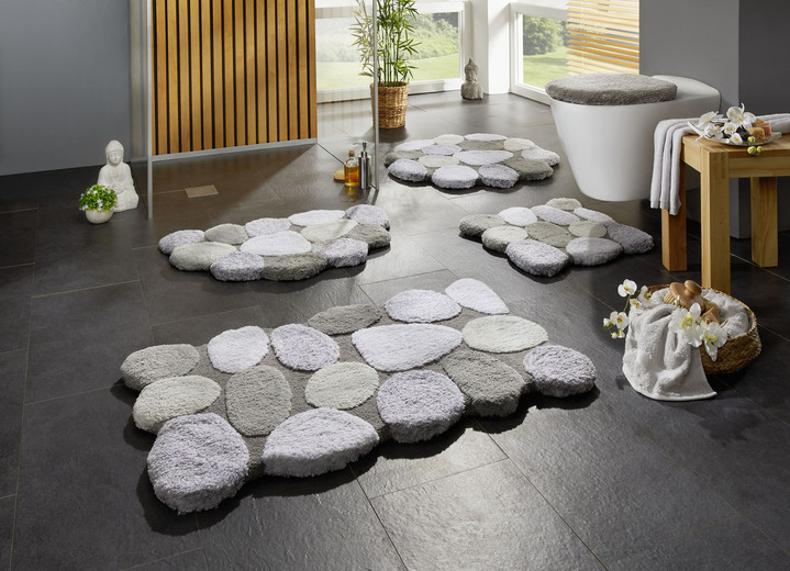 Badmatten - Badmattenset met antislip-onderkant, in Größe 100 (Matje, halfrond 50/80 cm) bis 112 (Toiletdekselafdekking 47/50 cm), in Farbe GRIJS Ansicht 1