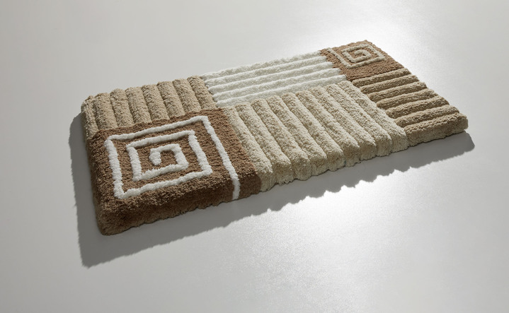 Badmatten - Badkamerset met antislip achterkant, in Größe 100 (Vorleger halbrund, 50/ 80 cm) bis 112 (WC-Deckelbezug, 47/ 50 cm), in Farbe BEIGE Ansicht 1