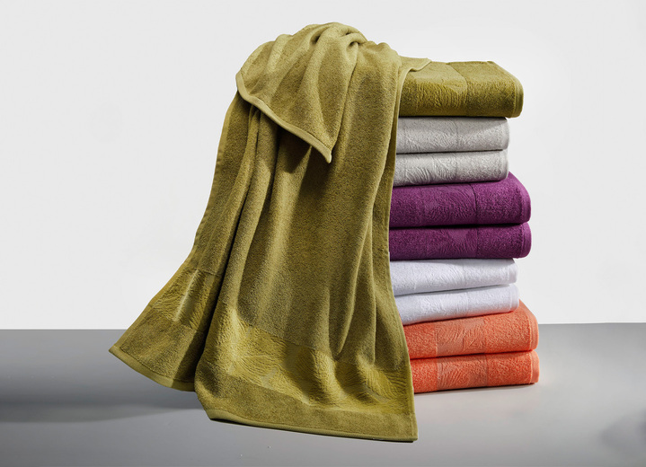 Badstof handdoeken - Knuffelzachte badstofserie van puur katoen, in Größe 200 (1 handdoek, 50/90 cm) bis 205 (Voordeelset 5-delig), in Farbe MANDARINE, in Ausführung Rand Ansicht 1
