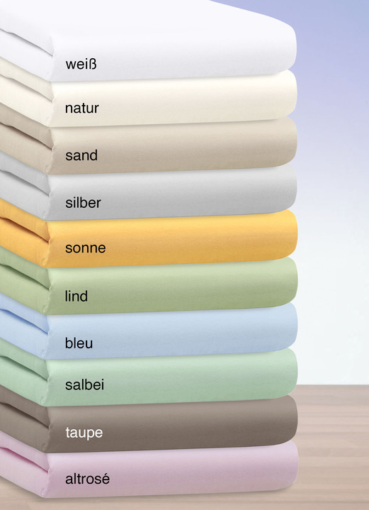 Janine - Spannbetttuch, in Größe 133 (1 hoeslaken, 100/200 cm) bis 938 (1 Topper-Spannbetttuch,200/200 cm), in Farbe BLEU Ansicht 1
