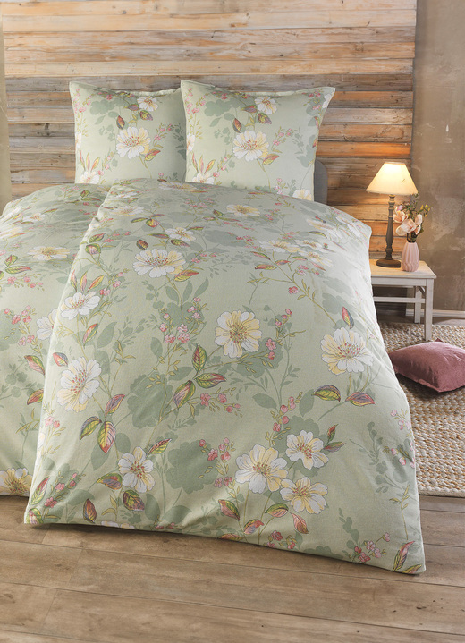 Beddengoed - Fijne vlas beddengoedset van Castell, in Größe 112 (80/80 cm + 135/200 cm) bis 115 (80/80 cm + 155/220 cm), in Farbe JADE Ansicht 1
