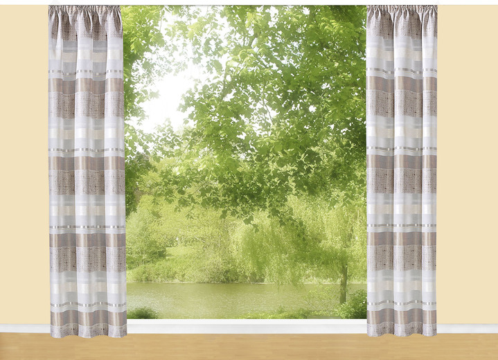 Modern - Gordijnenset in linnenlook, in Größe 365 (H145xB140 cm) bis 456 (H 245 x B 140 cm), in Farbe NATUREL Ansicht 1