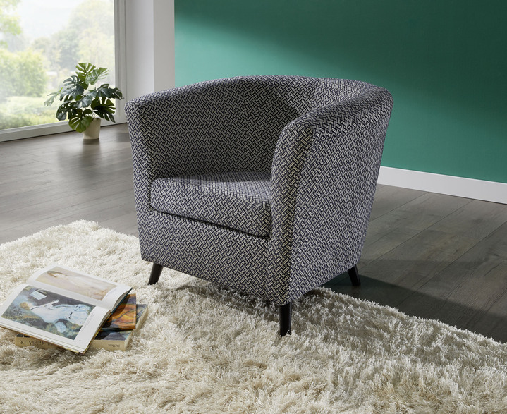 Stoel - Fauteuil op een stevig houten onderstel, in Farbe GRIJS