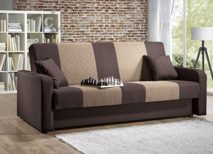 Slaap sofa`s - Klik-klakbank met comfortabele Bonnell-vering, in Farbe BRAUN-BEIGE Ansicht 1