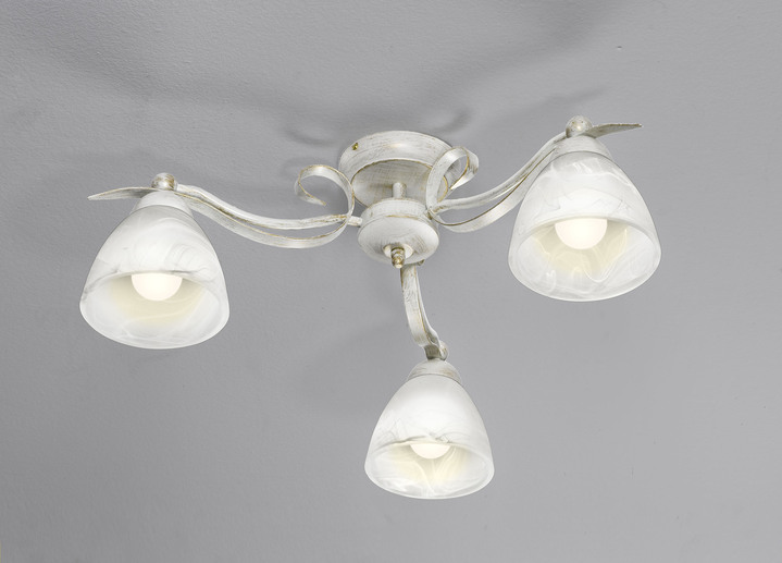 Plafondverlichting - Elegante plafondlamp gemaakt van ijzer en glas, in Farbe CREME-GOLD, in Ausführung 3-fittingen Ansicht 1