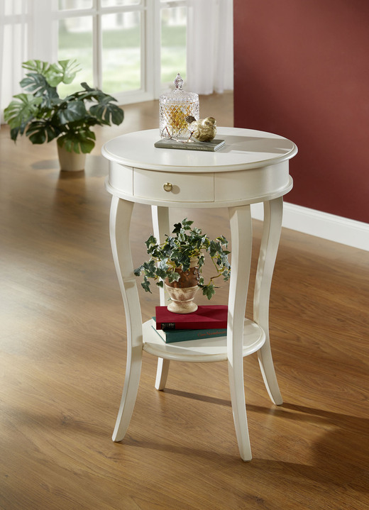 - Bijzettafel met lade en extra plank, in Farbe ANTIKWEISS