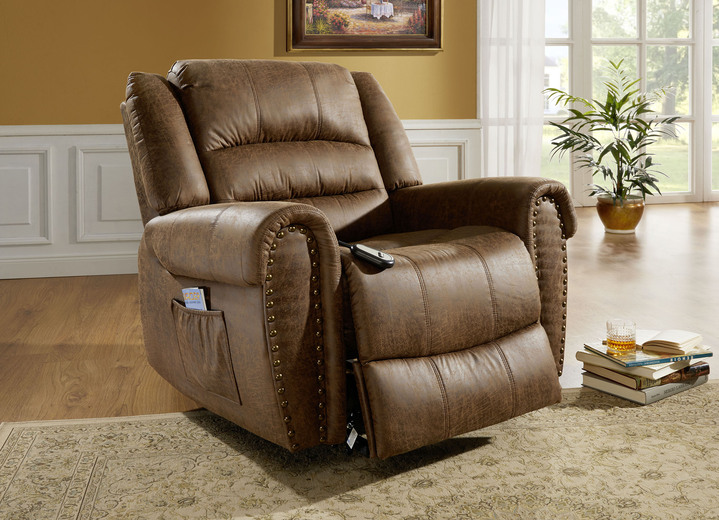TV-Fauteuil / Relax-fauteuil - Ontspanningsstoel met opstahulp en afstandsbediening, in Farbe COGNAC Ansicht 1