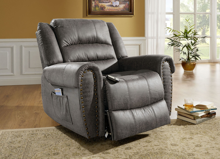 TV-Fauteuil / Relax-fauteuil - Ontspanningsstoel met opstahulp en afstandsbediening, in Farbe GRIJS Ansicht 1
