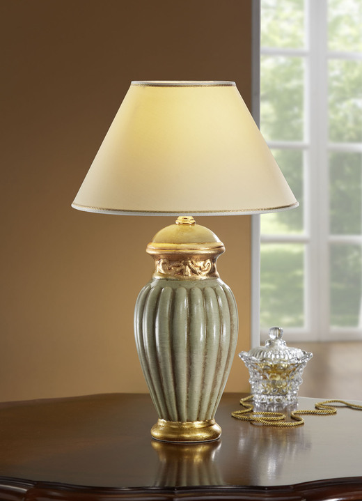 Tafellampen - Tafellamp met echt bladgoud, in Farbe GRÜN-WEISS-GOLD