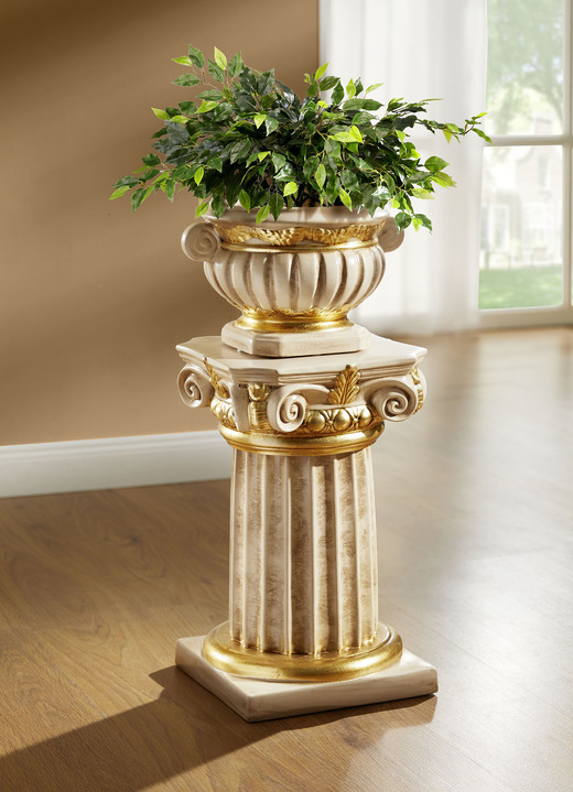 Woonaccessoires - Zuil met plantenbak en echte bladgoudcoating, in Farbe BEIGE-GOUD Ansicht 1