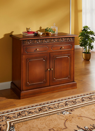 Ladekastserie met echt houtfineer en gesneden decoraties