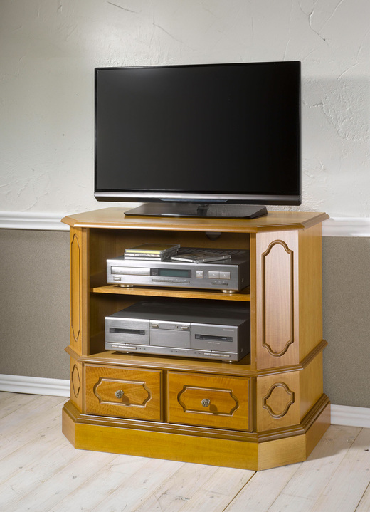 TV- & hifi-meubels - Gedeeltelijk massieve TV-phono ladekast met metalen handgrepen, in Farbe EIKEN