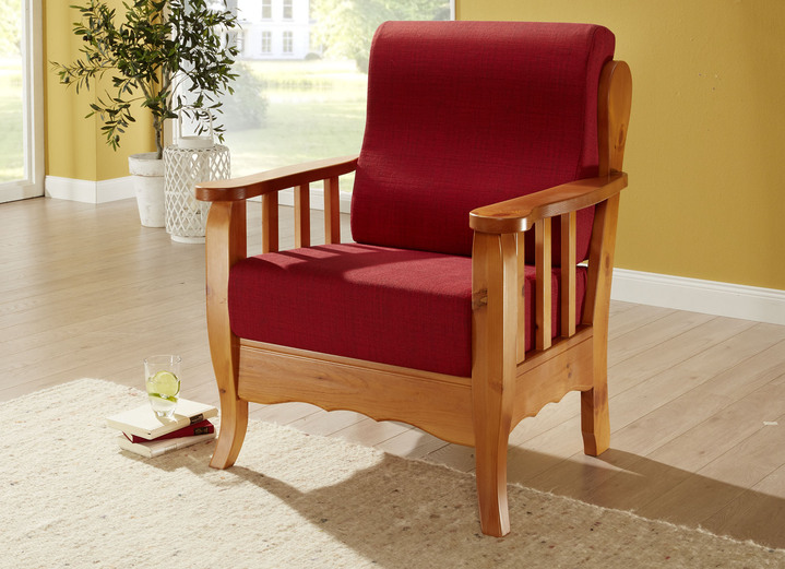Gestoffeerde meubels - Gestoffeerd meubel op een massief grenen frame, in Farbe HONIG-ROT, in Ausführung Fauteuil Ansicht 1