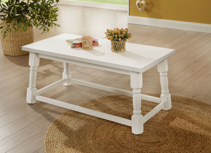 Salontafels - Salontafel op een massief grenenhouten frame, in Farbe WEISS Ansicht 1