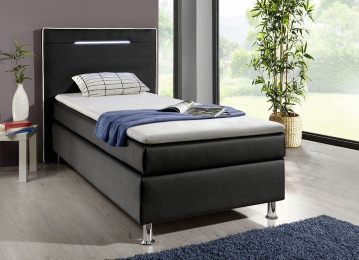 Boxspring - Boxspringbed met ledverlichting, in Farbe SCHWARZ Ansicht 1