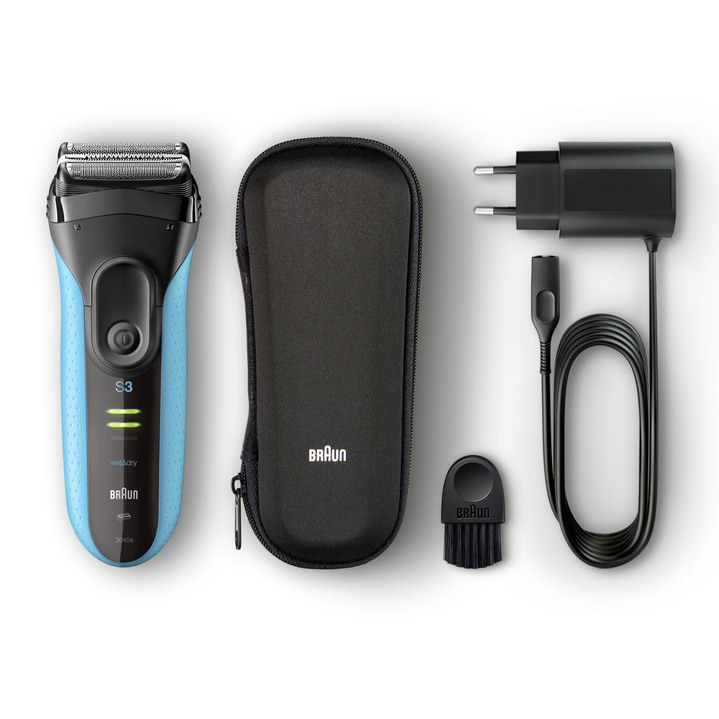Scheer- & trimapparaten - Braun Shaver Series 3 3045s draadloos/netscheerapparaat, in Farbe SCHWARZ-BLAU Ansicht 1