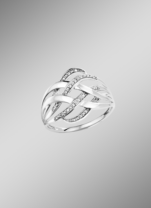 Ringen - Opengewerkte damesring met 19 diamanten, in Größe 160 bis 220, in Farbe  Ansicht 1