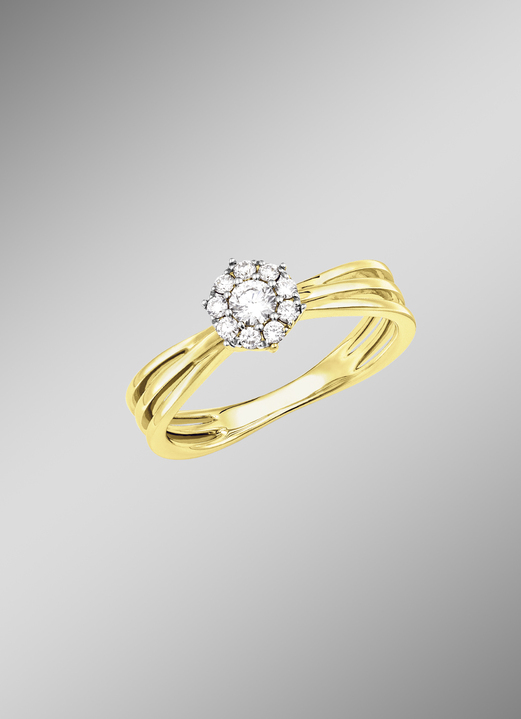 Ringen - Opengewerkte damesring met 10 briljant geslepen diamanten, in Größe 160 bis 220, in Farbe  Ansicht 1