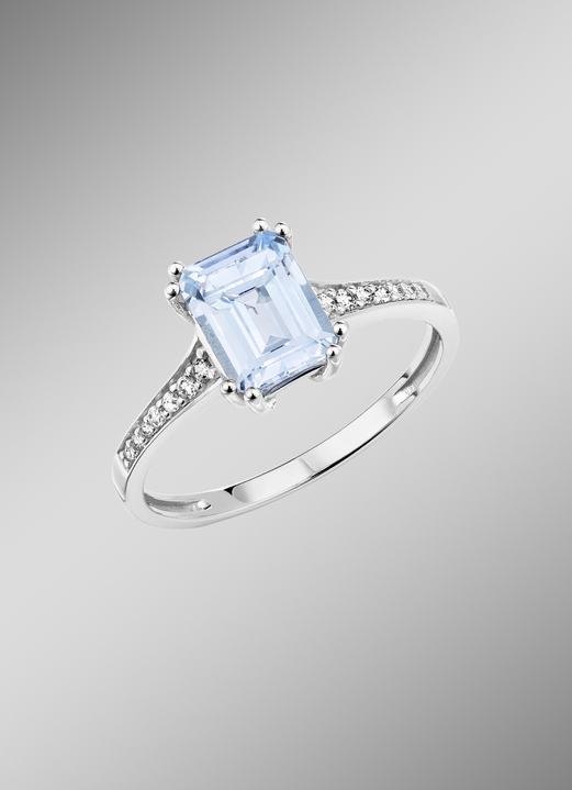 Ringen - Damesring met diamanten en blauwe topaas, in Größe 160 bis 220, in Farbe  Ansicht 1