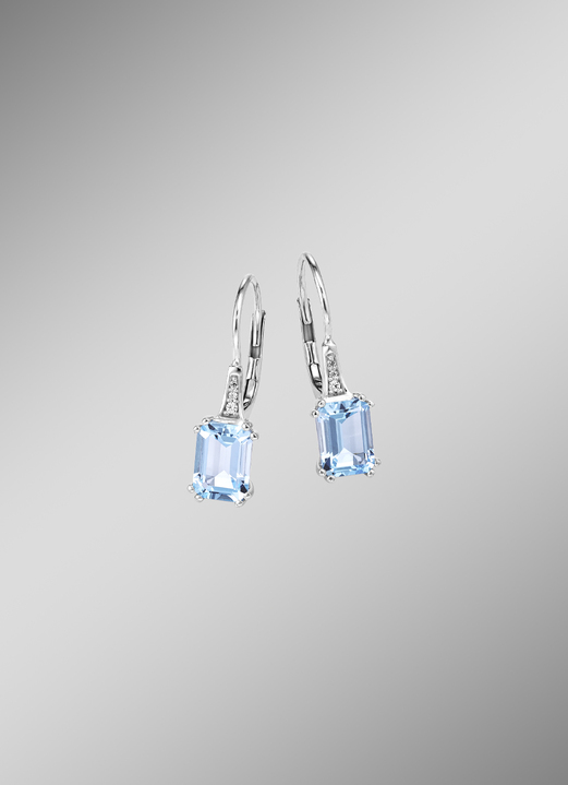 Oorbellen - Oorbellen met diamanten en blauwe topaas, in Farbe  Ansicht 1