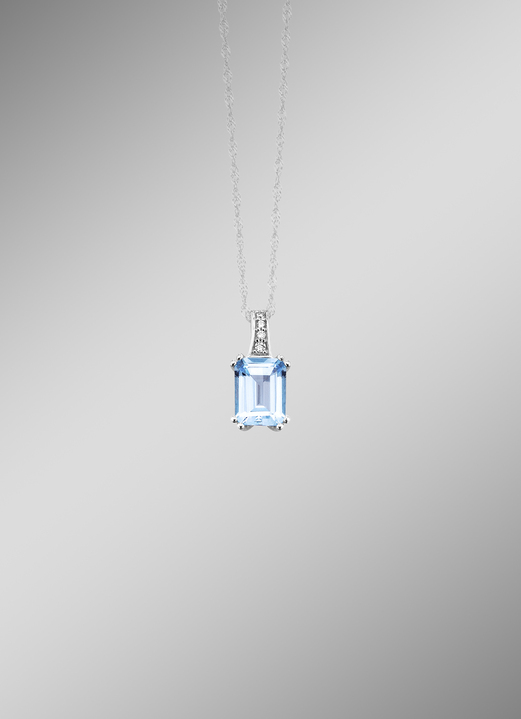 Hangers - Hanger met diamanten en blauwe topaas, in Farbe  Ansicht 1