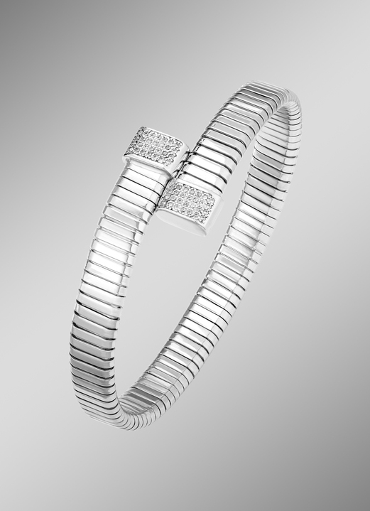 - Platte Omega armband met synth. zirkonia, in Farbe  Ansicht 1