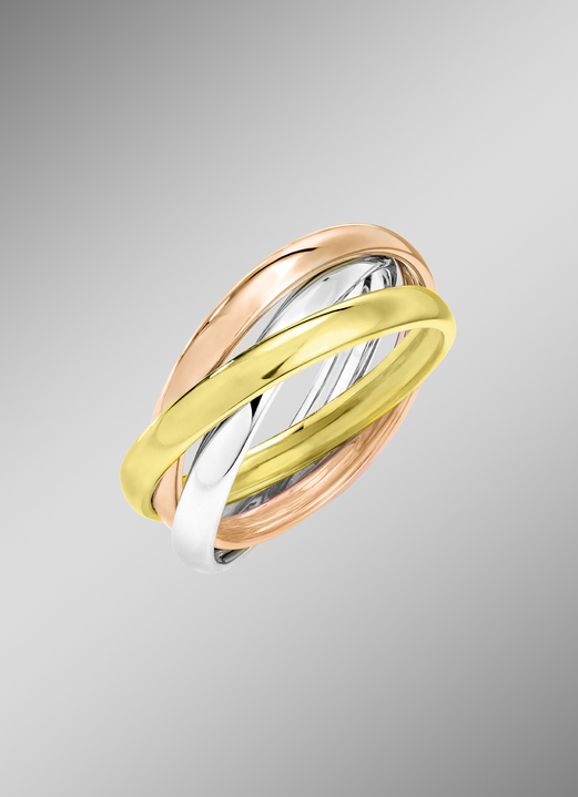 Ringen - In elkaar verweven damesring in driekleur, in Größe 160 bis 220, in Farbe  Ansicht 1