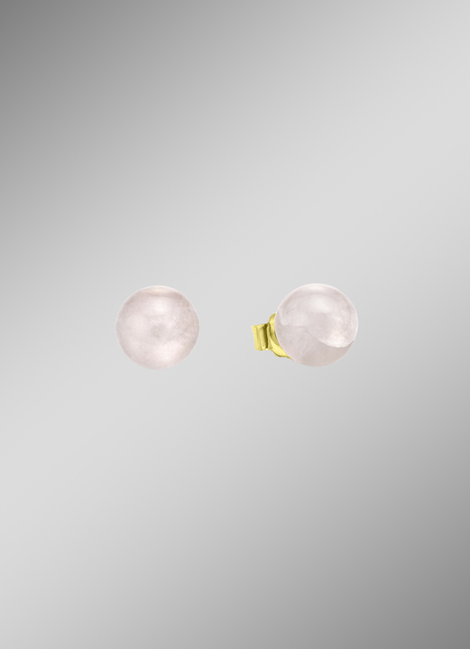 Oorbellen - Tijdloze edelsteen oorknopjes, in Farbe , in Ausführung Echt rozenquartz Ansicht 1