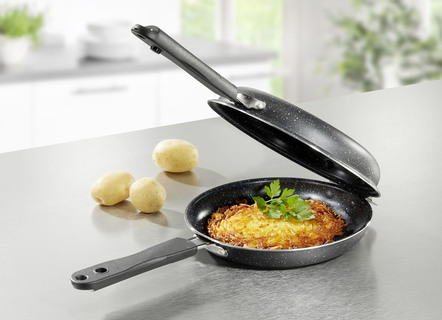 Dubbele pan met antiaanbaklaag - perfect voor rösti, pannenkoeken en omelet