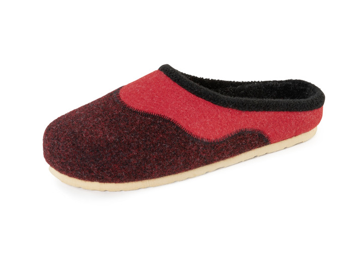 - ELENA EDEN vilten pantoffels met contrasterende rand, in Größe 036 bis 042, in Farbe ROOD Ansicht 1
